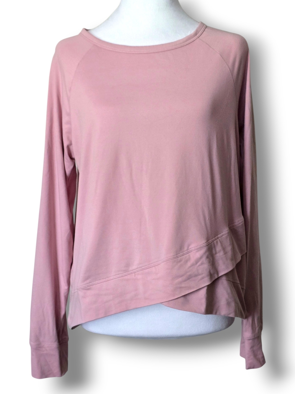 Marika Dusty Pink Asymmetrical Cross Front Long Sleeve Workout Top - Size Medium